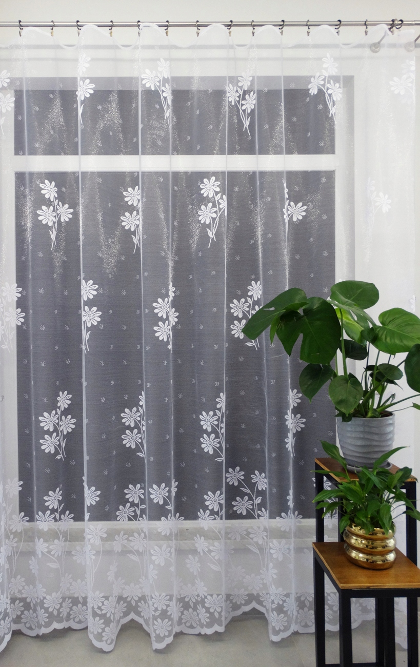 Mg Záclona s leskem 628/110 Bílá 280x250 cm Hotová S Páskou K