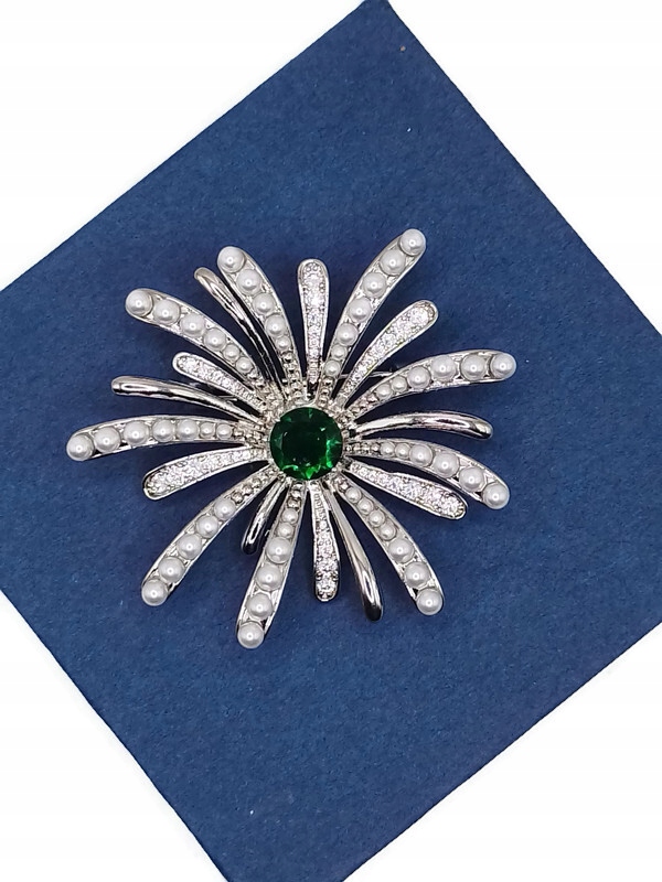 Luxusní Brož Přívěsek Ohňostroj Stříbrný Rhodiovaný Krabička Jako Dárek