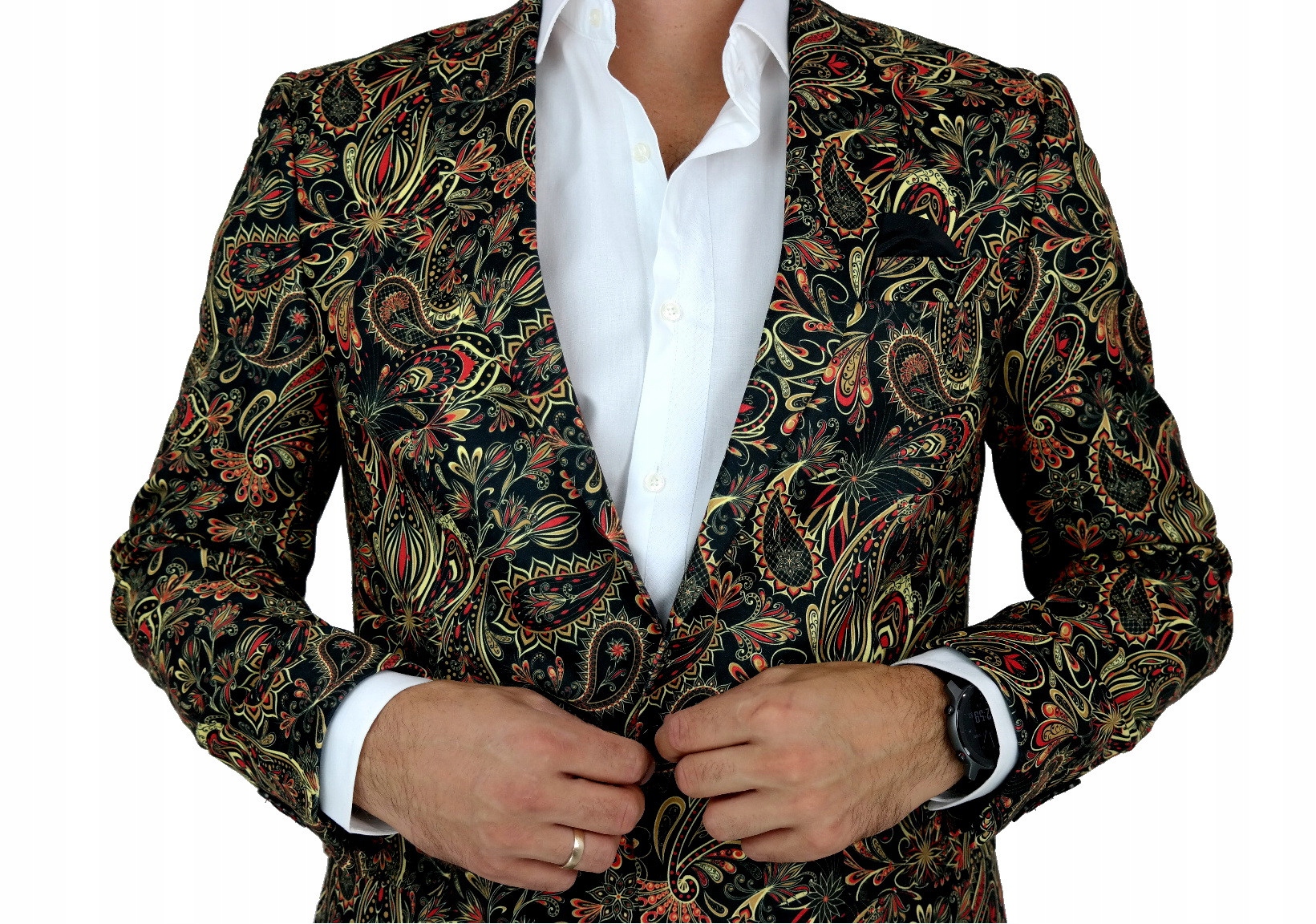 GIOVANNI PERA Marynarka męska D612 PAISLEY, kwiaty, elegancka 64 4XL Wzór dominujący print (nadruk)