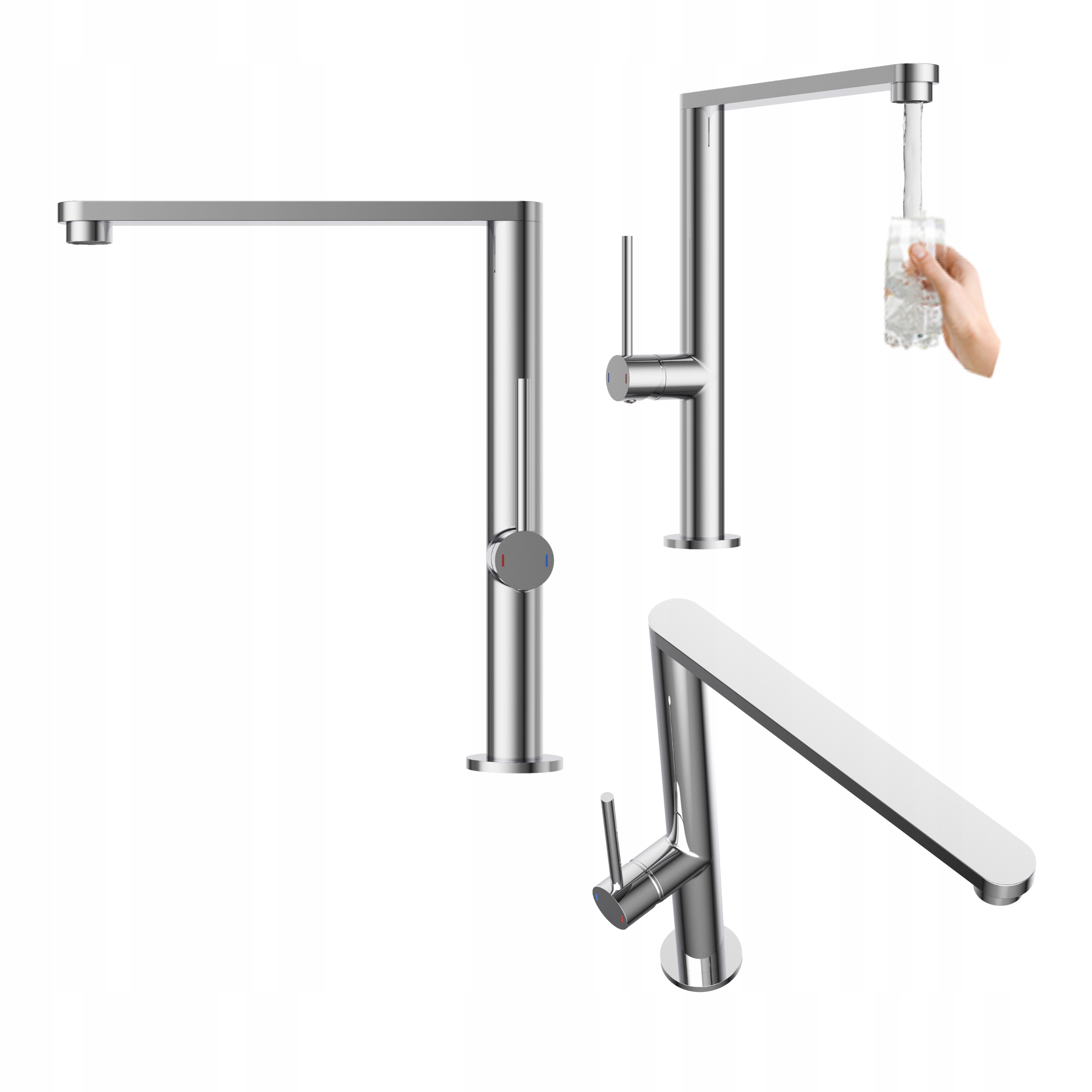 Kuchynská batéria chróm Velmo výtokový kohútik strieborný stojaci