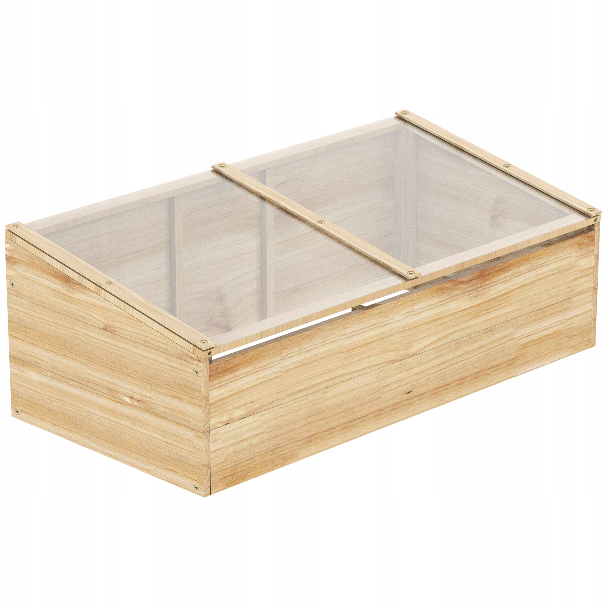 Dřevěný mini skleník přírodní 100x50x35/26 cm
