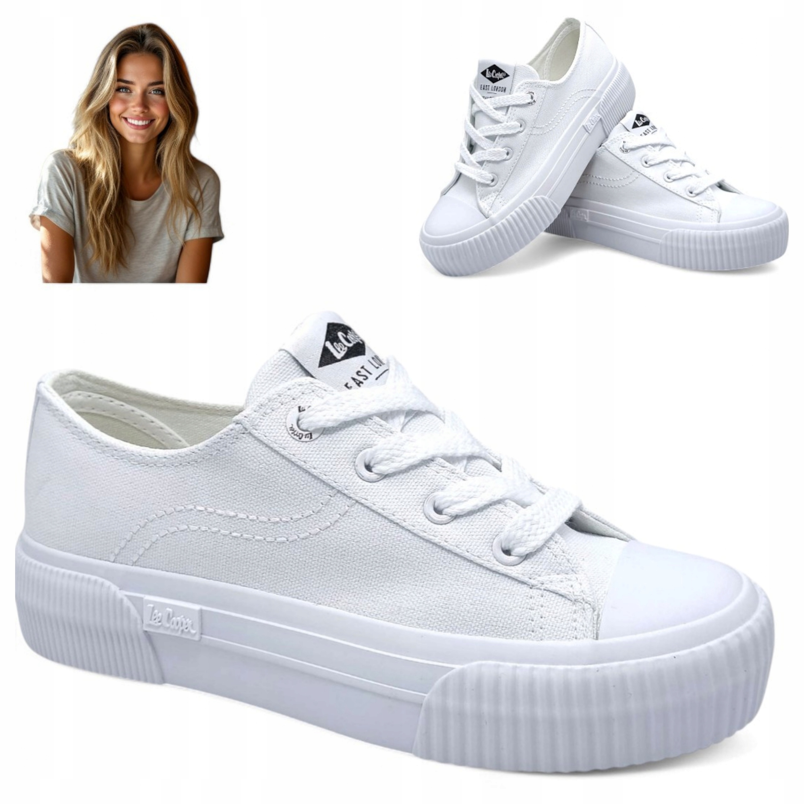 Lee Cooper 40 Bílé dámské tenisky na silné podrážce, boty, tenisky, léto