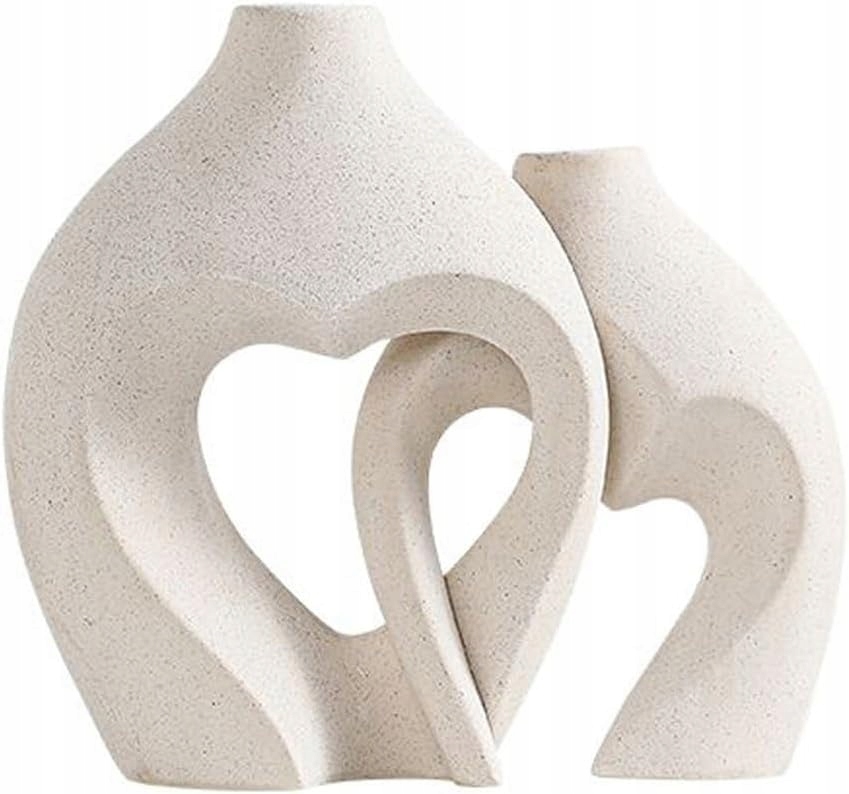 Sada Keramických Váz, 2 Kusy, Bílá, Moderní Váza Boho 20.7 cm