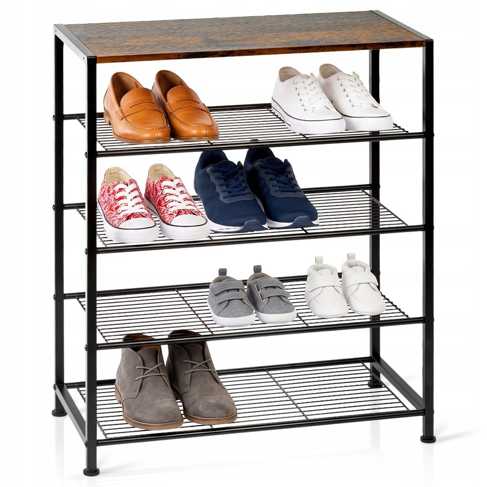 Regał na buty metalowy czarny 5-poziomowy 60x30x74 cm