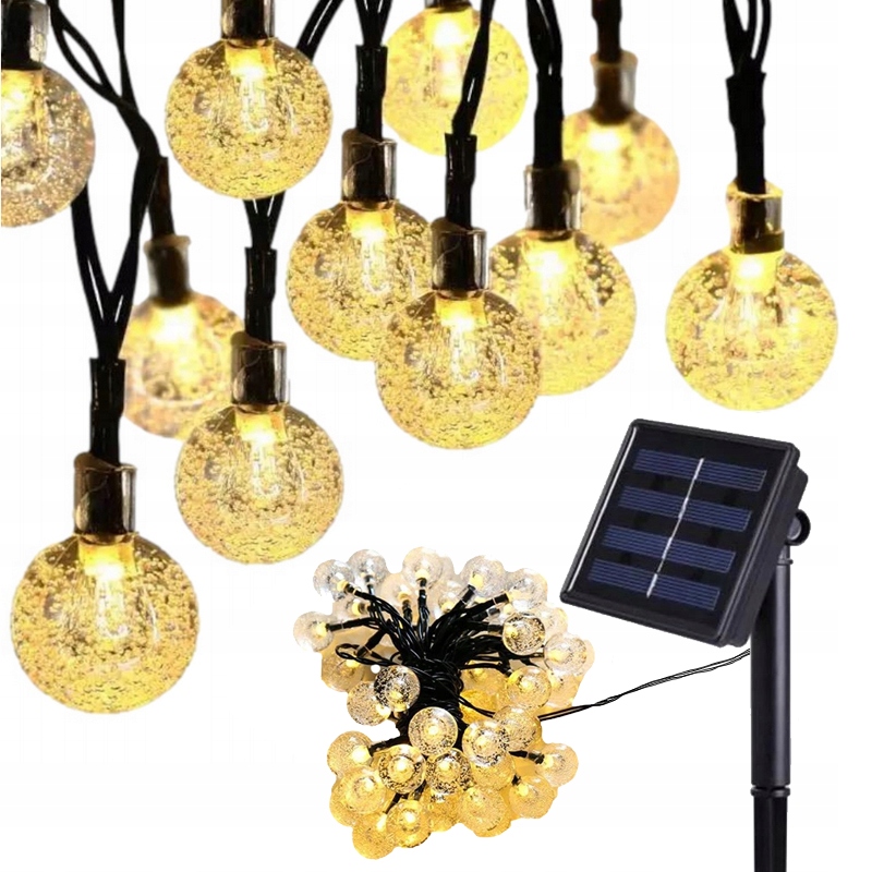 

Lampki Ogrodowe Solarne Girlanda 100LED,12m Ciepłe