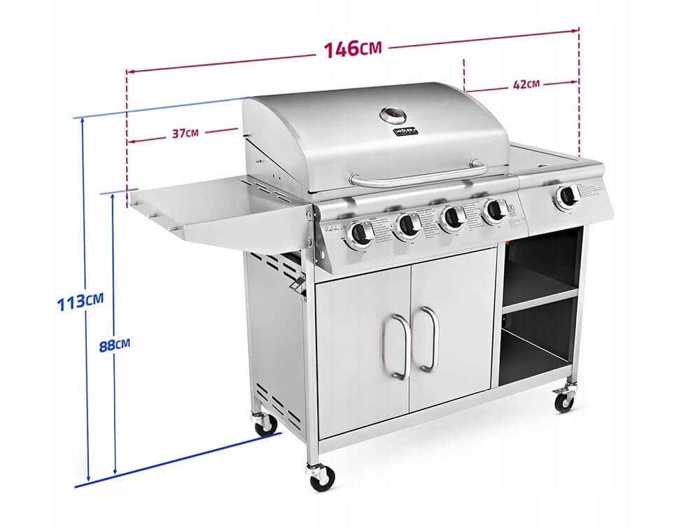 Grill Gazowy KOLER Relish v3 5 palników 16kW Długość rusztu 65 cm