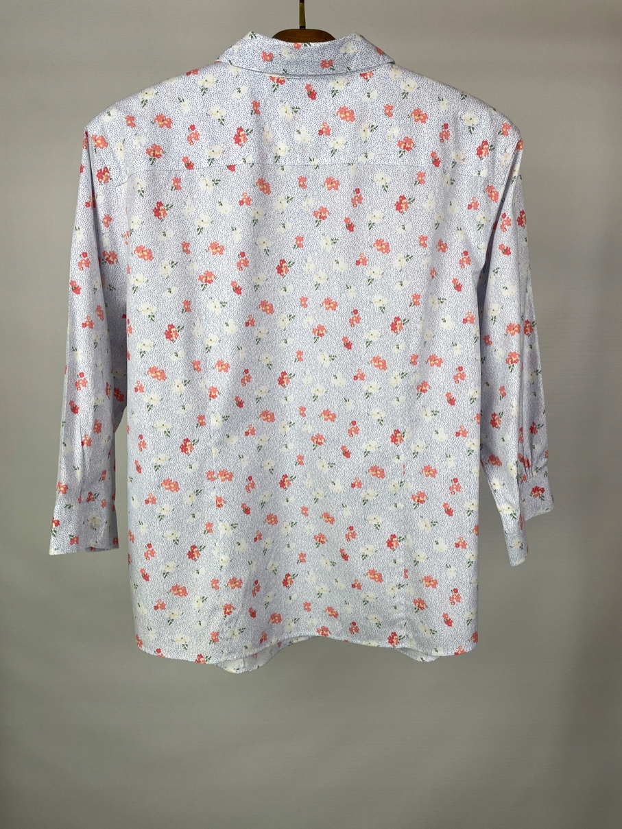 Koszula damska wzorzysta kwiatuszki kropeczki L.L. BEAN r. XL Petite Rękaw rękaw 3/4