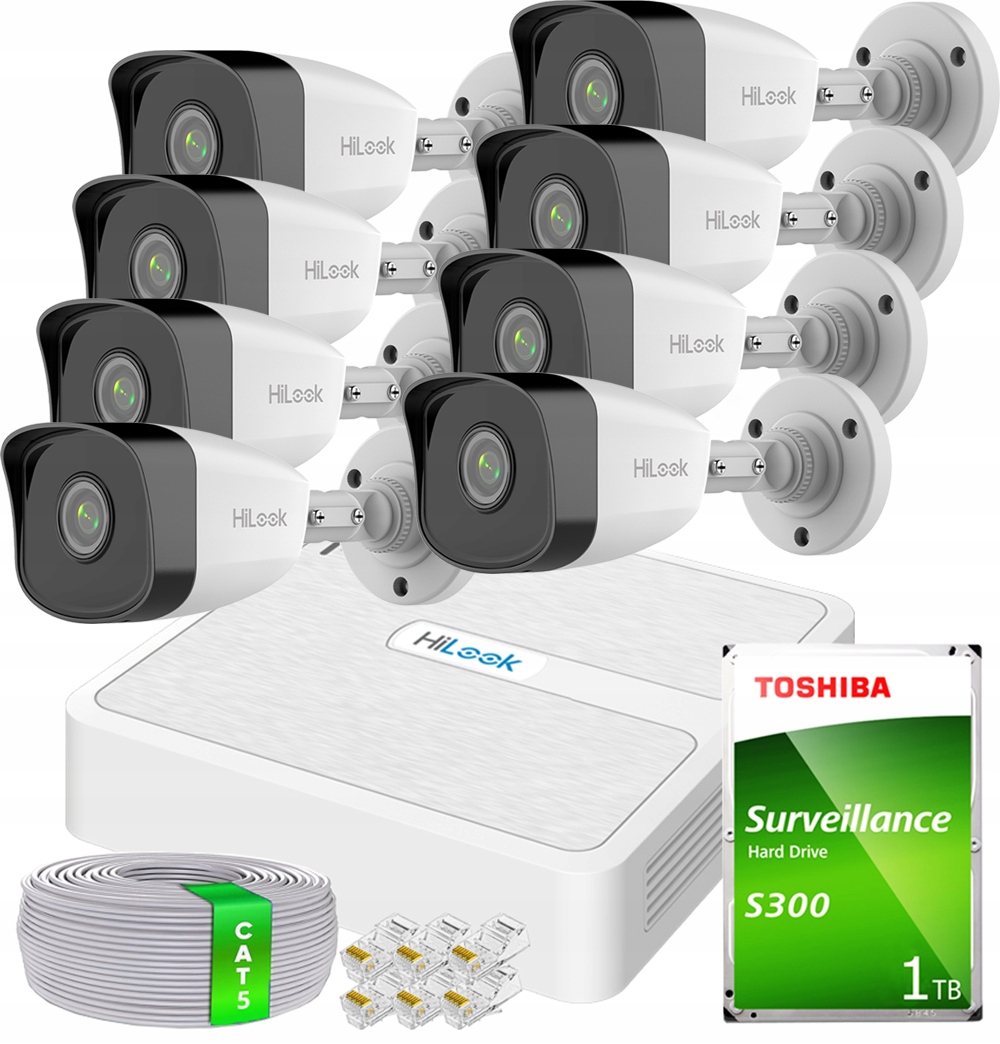Sada na monitorovanie Ip 8 tubových kamier FullHD PoE Ir 30M Aplikácia Detekcia