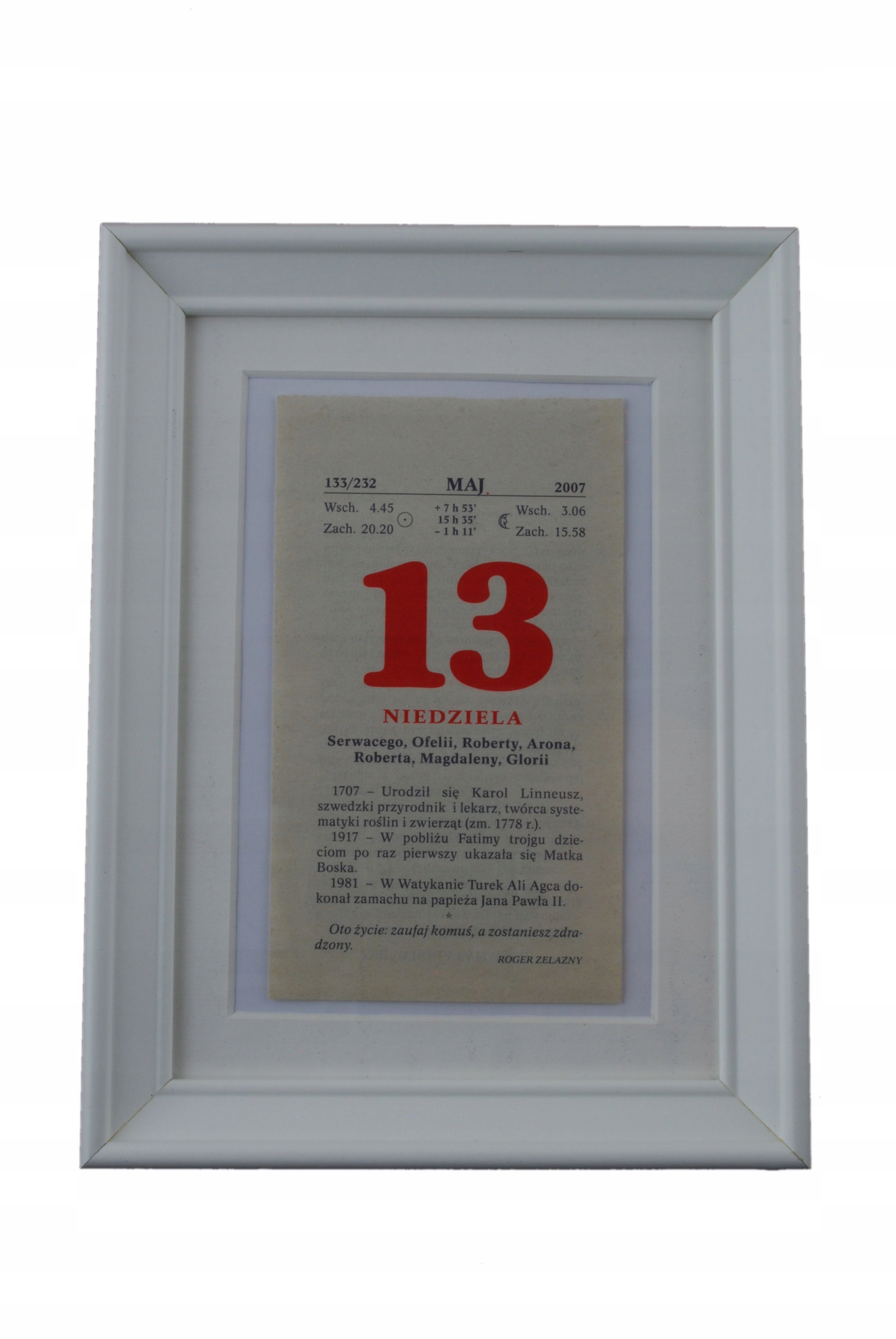 

Ramka stojąca wisząca 13x18 do kartki kalendarzK