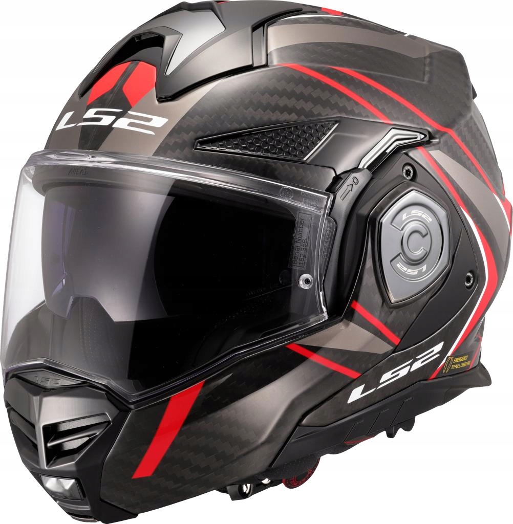 LS2, Modułowy kask motocyklowy Advant X Carbon Future II Gloss Red, L Vip
