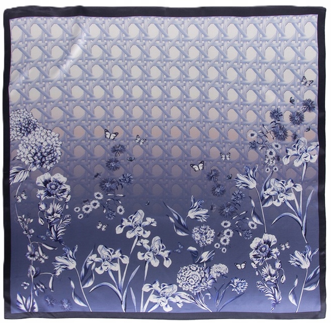 Dámský hedvábný šátek 100% hedvábí 90x90 cm Modrý Ideální jako Dárek