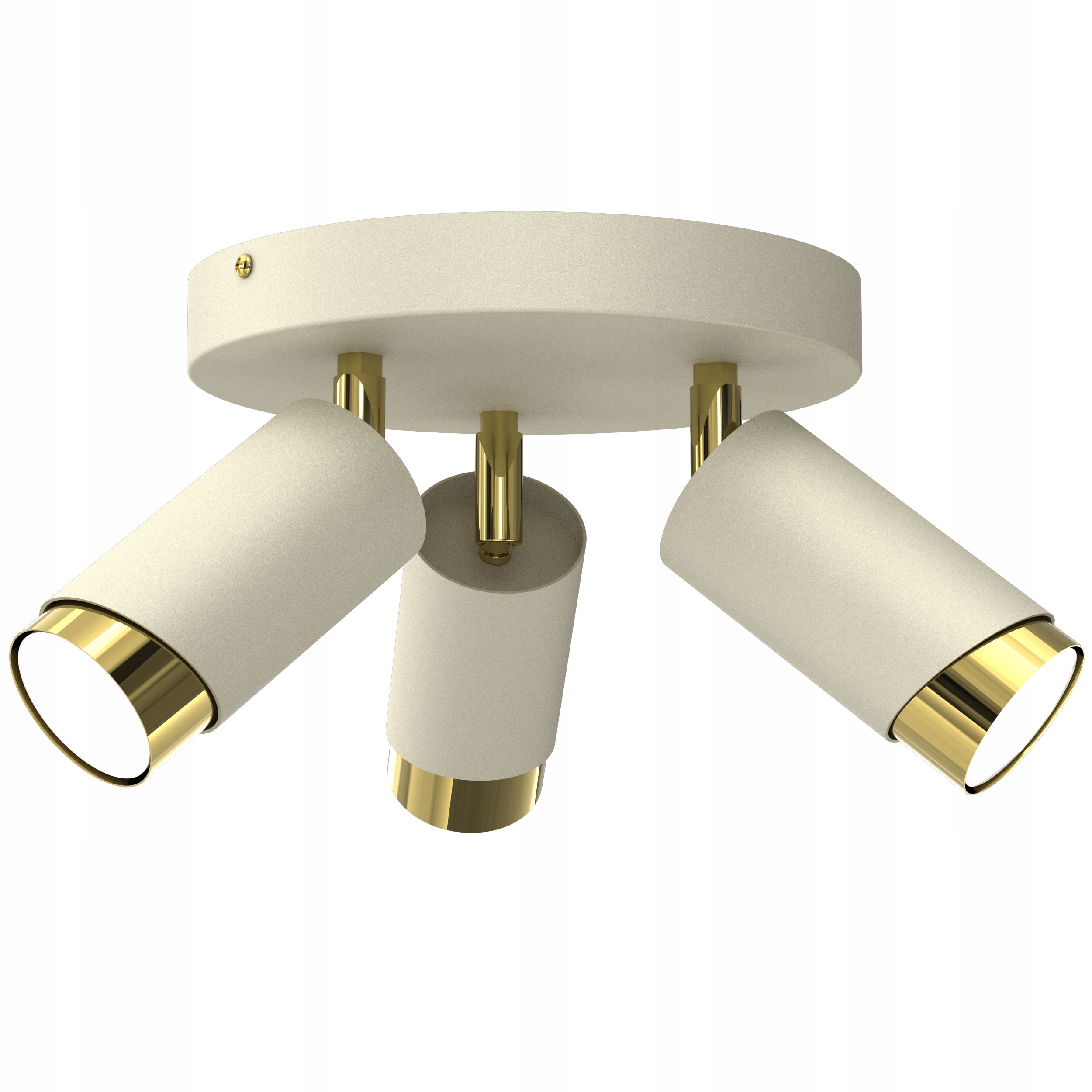 Lampa Sufitowa Beżowa Plafon Koło Tuby Złoty GU10 Led Spot