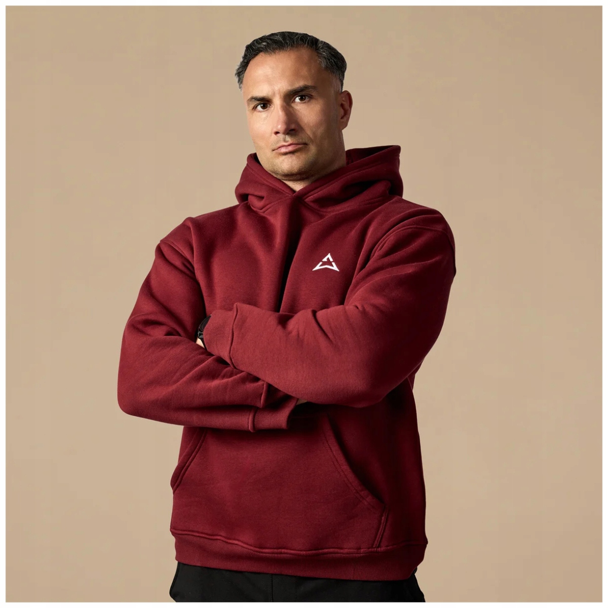 Allwear Bluza Męska Dark Burgundy Z Kapturem Kangurek XL Bawełniania Logo