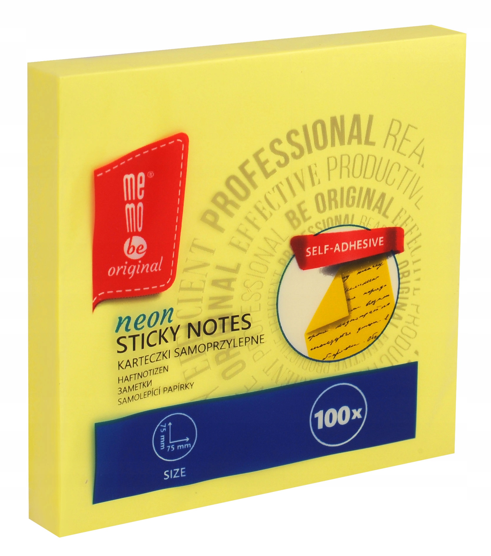 

Karteczki samoprzylepne MemoBe 75x75mm 100k żółte