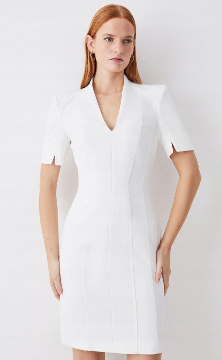 E1C004 Bílé Šaty S Krátkým Rukávem Karen Millen S