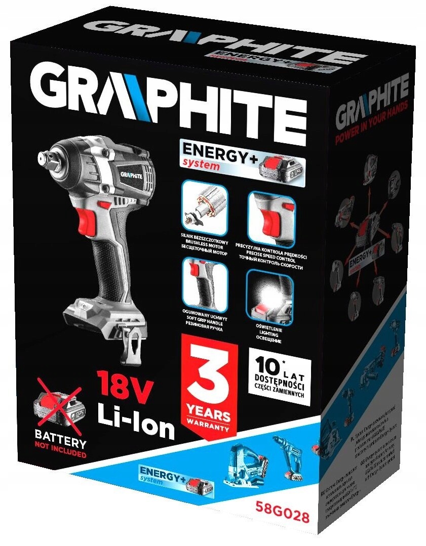 Klucz udarowy GRAPHITE 58G028 Prędkość obrotowa 2700 obr./min