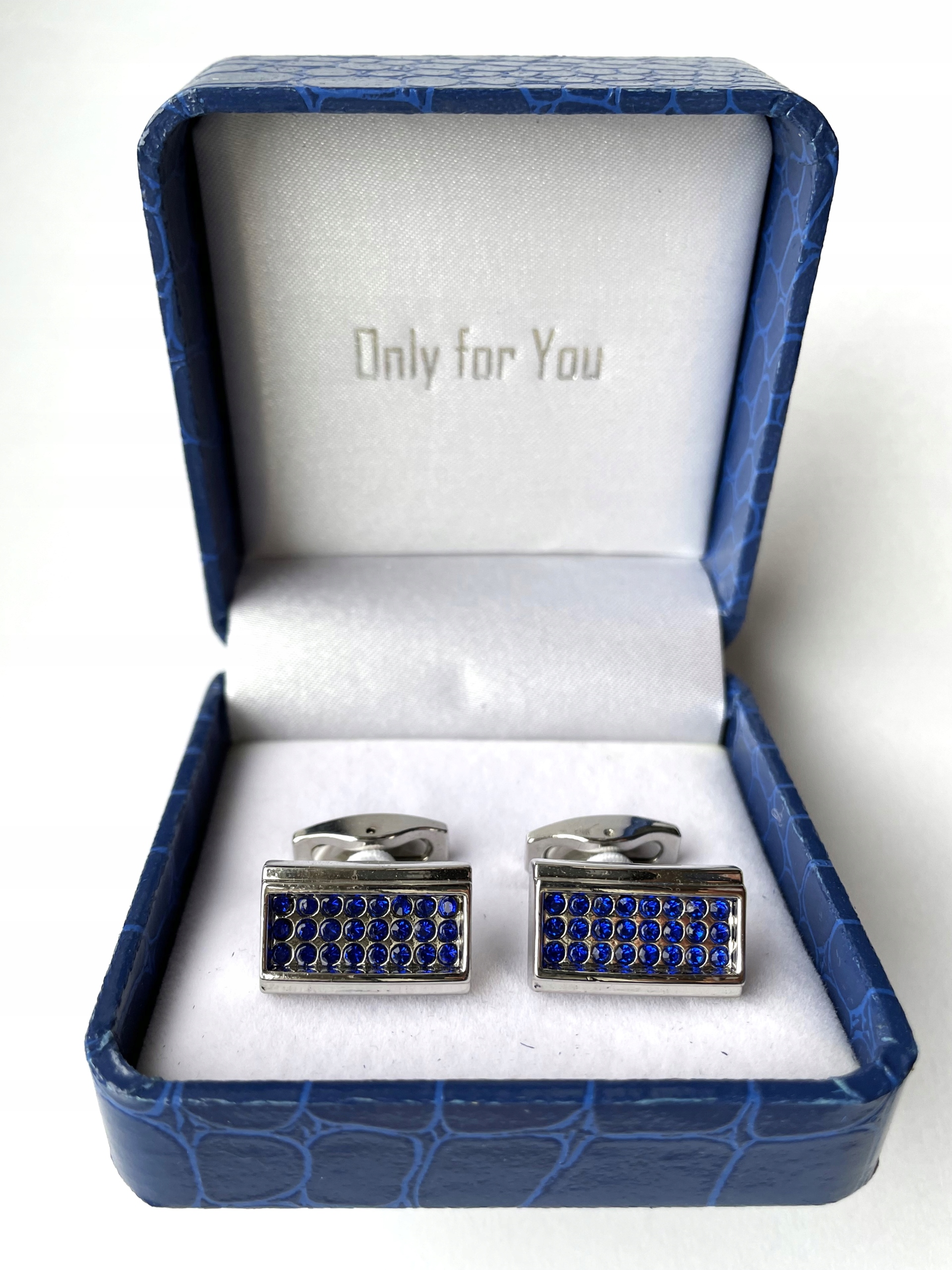 Stříbrně modré manžetové knoflíčky Exc leštěné do vysokého lesku