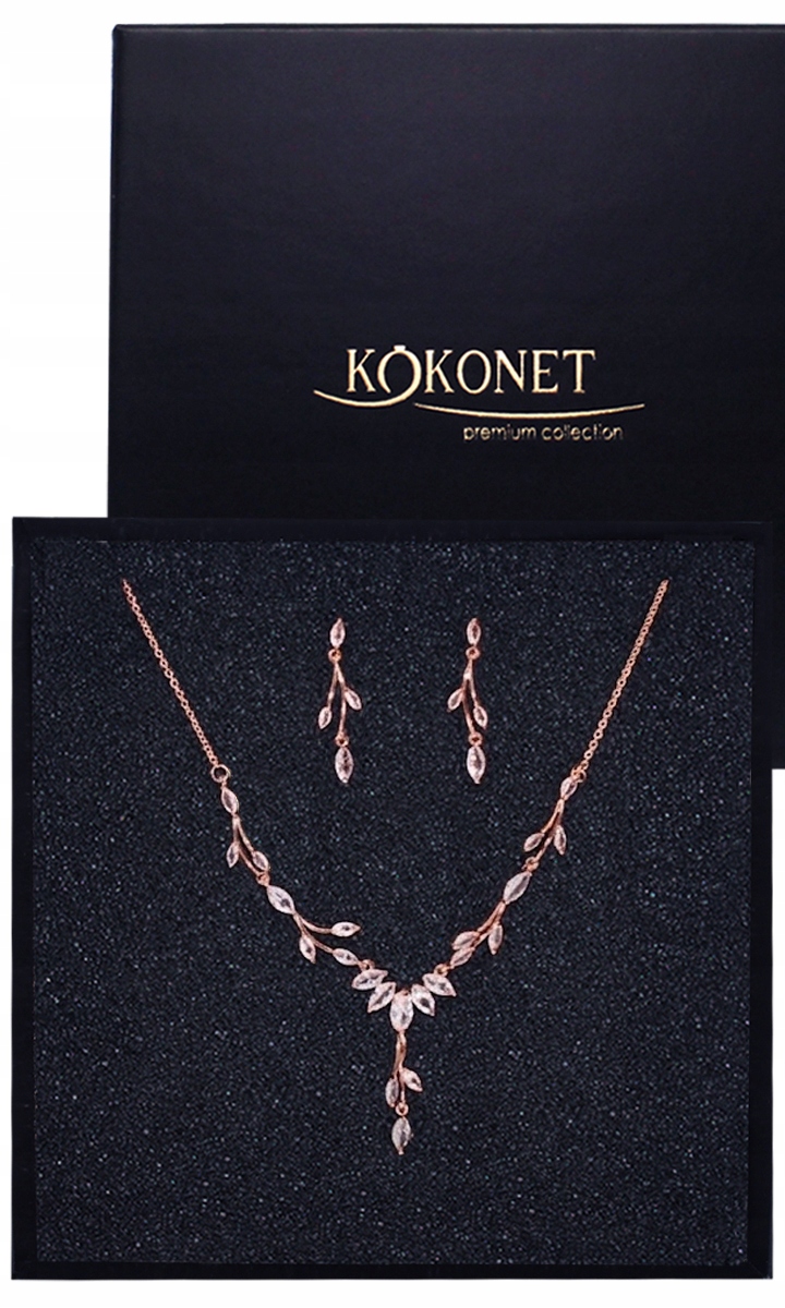 Sada šperků kolia náušnice ozdobné lístky rose boho Glam svatební