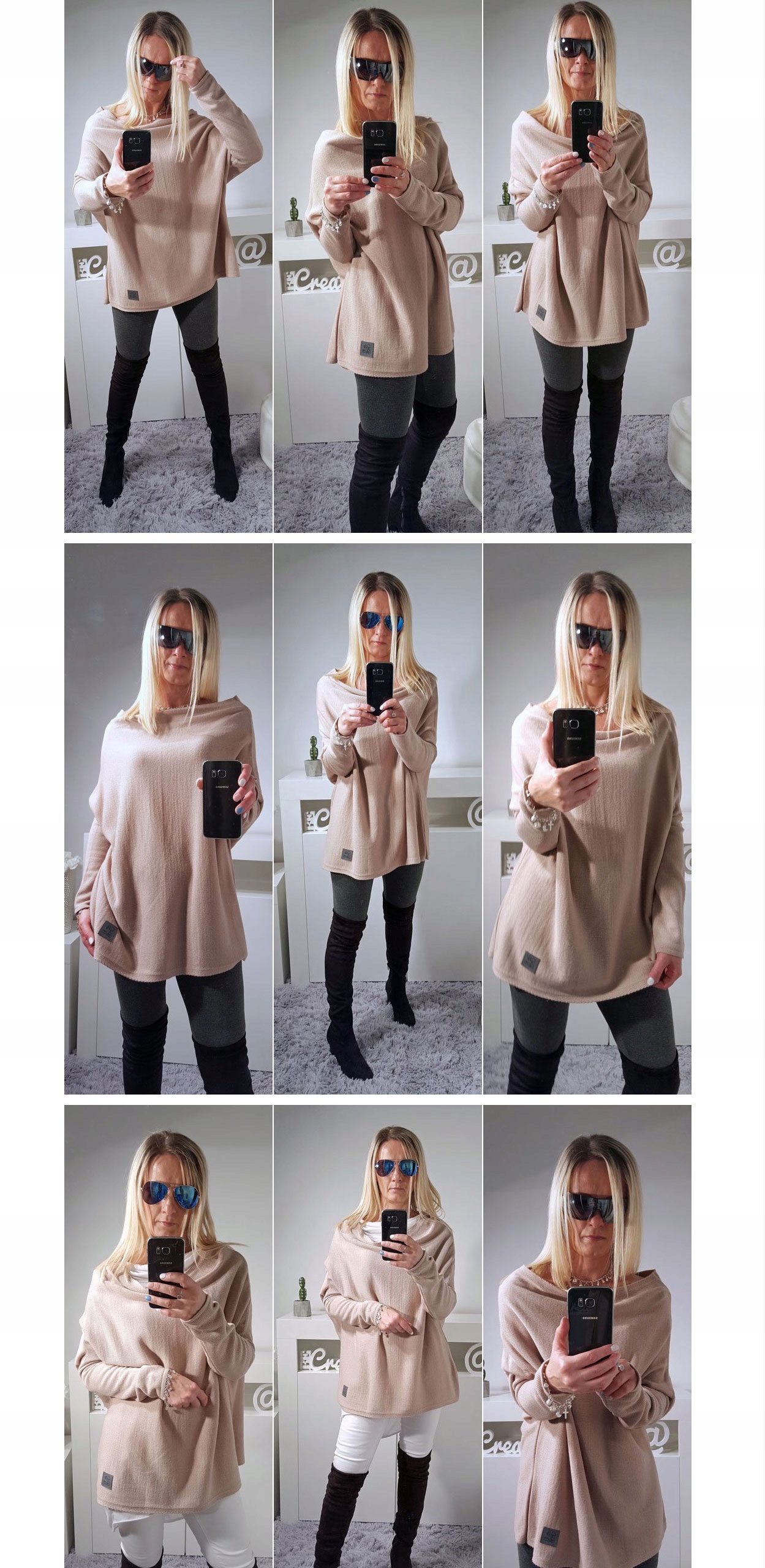 SWETEREK OVERSIZE TUNIKA SWETER WOOL ODKRYTE RAMIĘ Materiał dominujący akryl