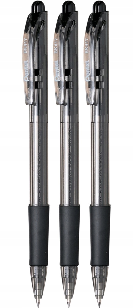 

Czarny długopis automatyczny Pentel BK-417 3szt