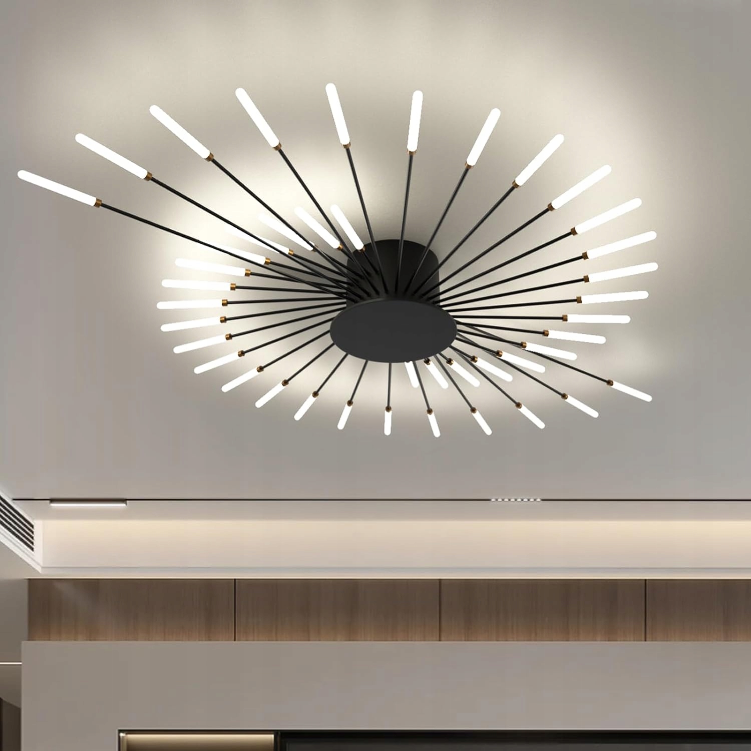 Żyrandol Czarny Wiszący Led Lampa Sufitowa Do Salonu Nowoczesna 4500K 42W