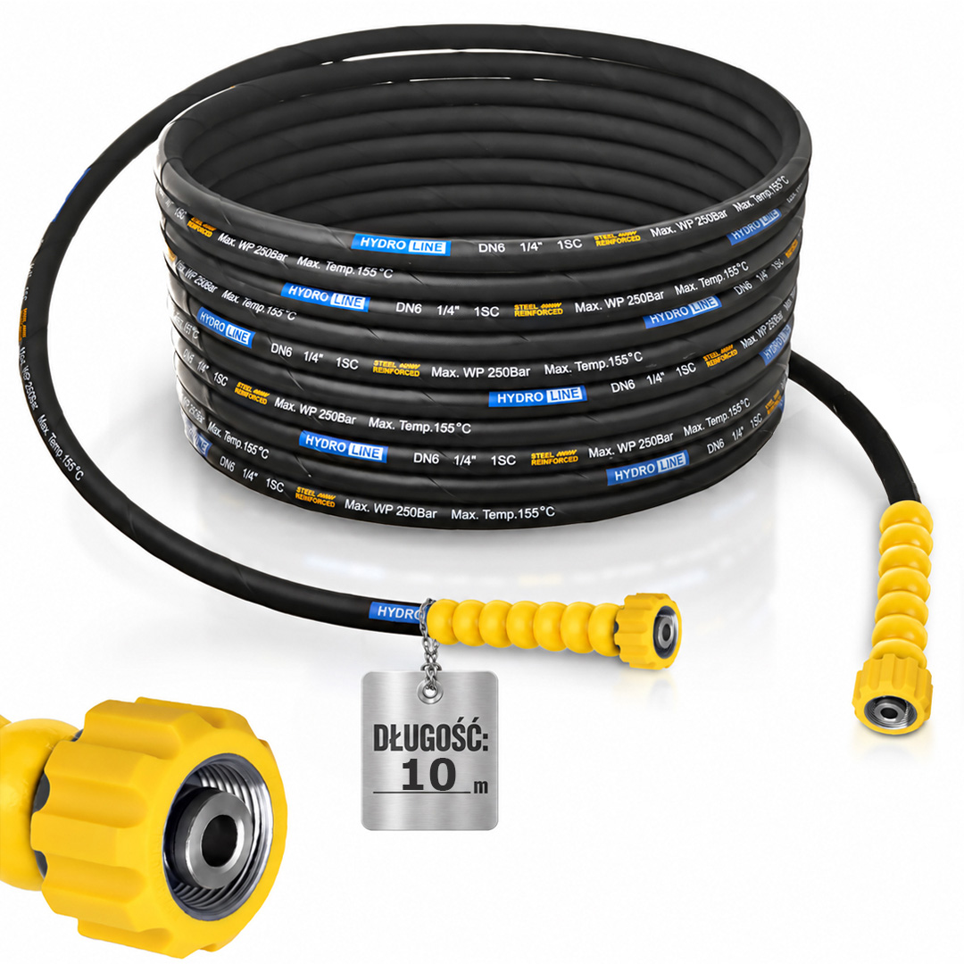 Hadice 10 m pro myčku Karcher Hd Hds Kranzle M22 DN6 Max 250 Bar 155°C Závit Inox