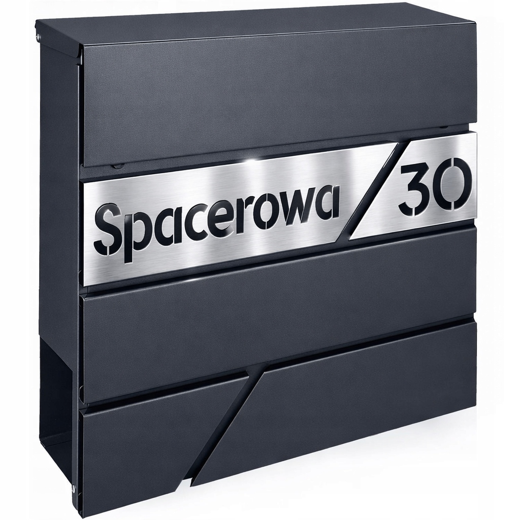 Poštovní schránka s číslem domu a adresou nerezová ocel Cnc noviny