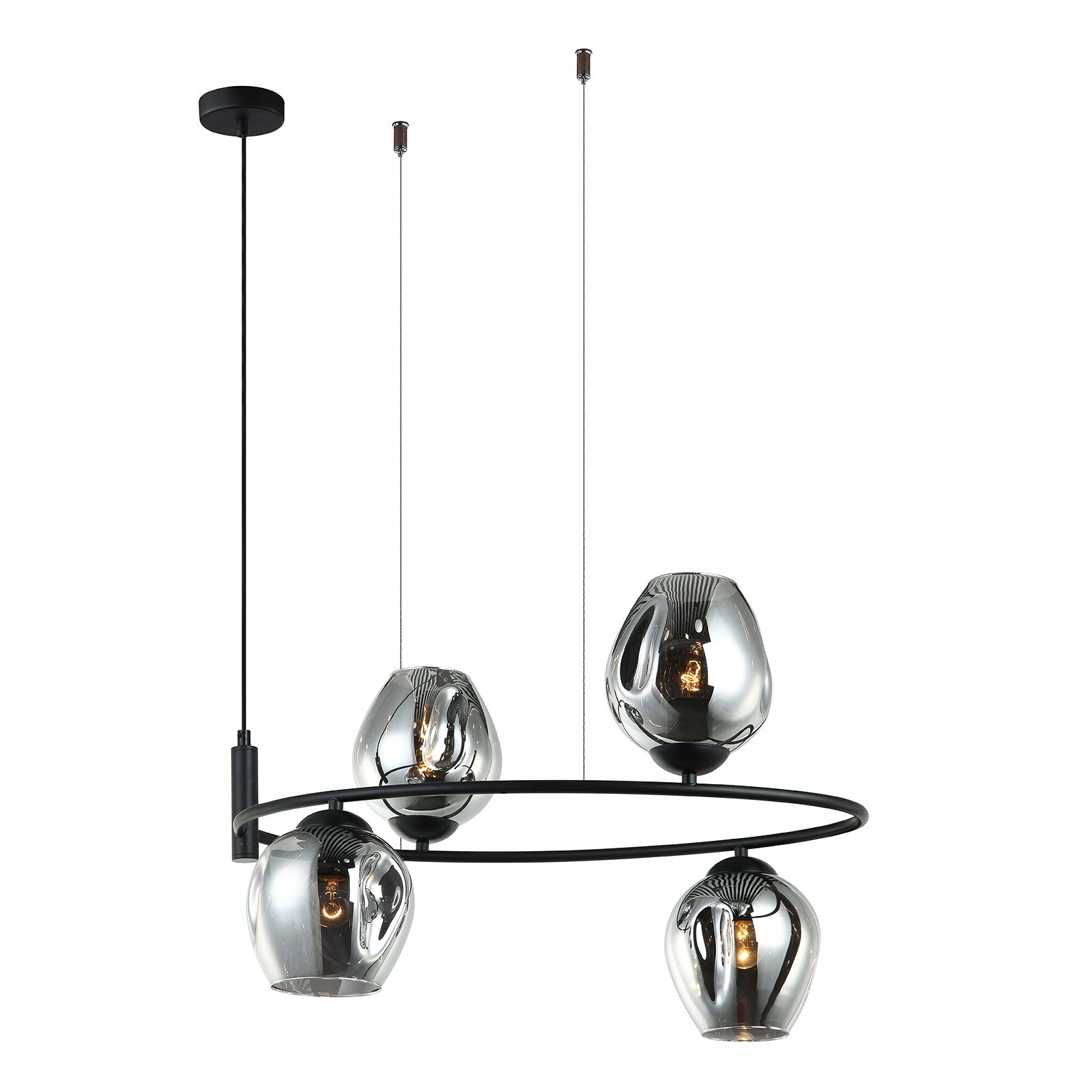 Roxane, Moderná, dekoratívna čierna závesná lampa s dymovými tienidlami