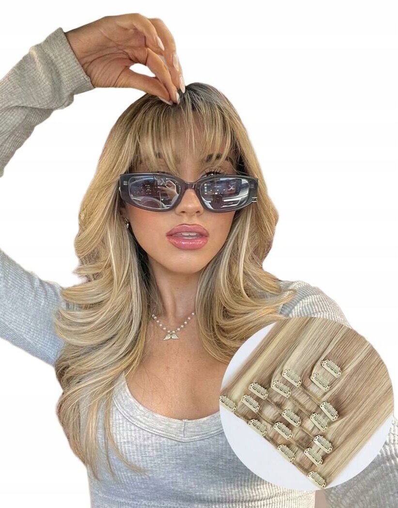 Shein blond tresky Pasma 7 Kusů S07__45CM
