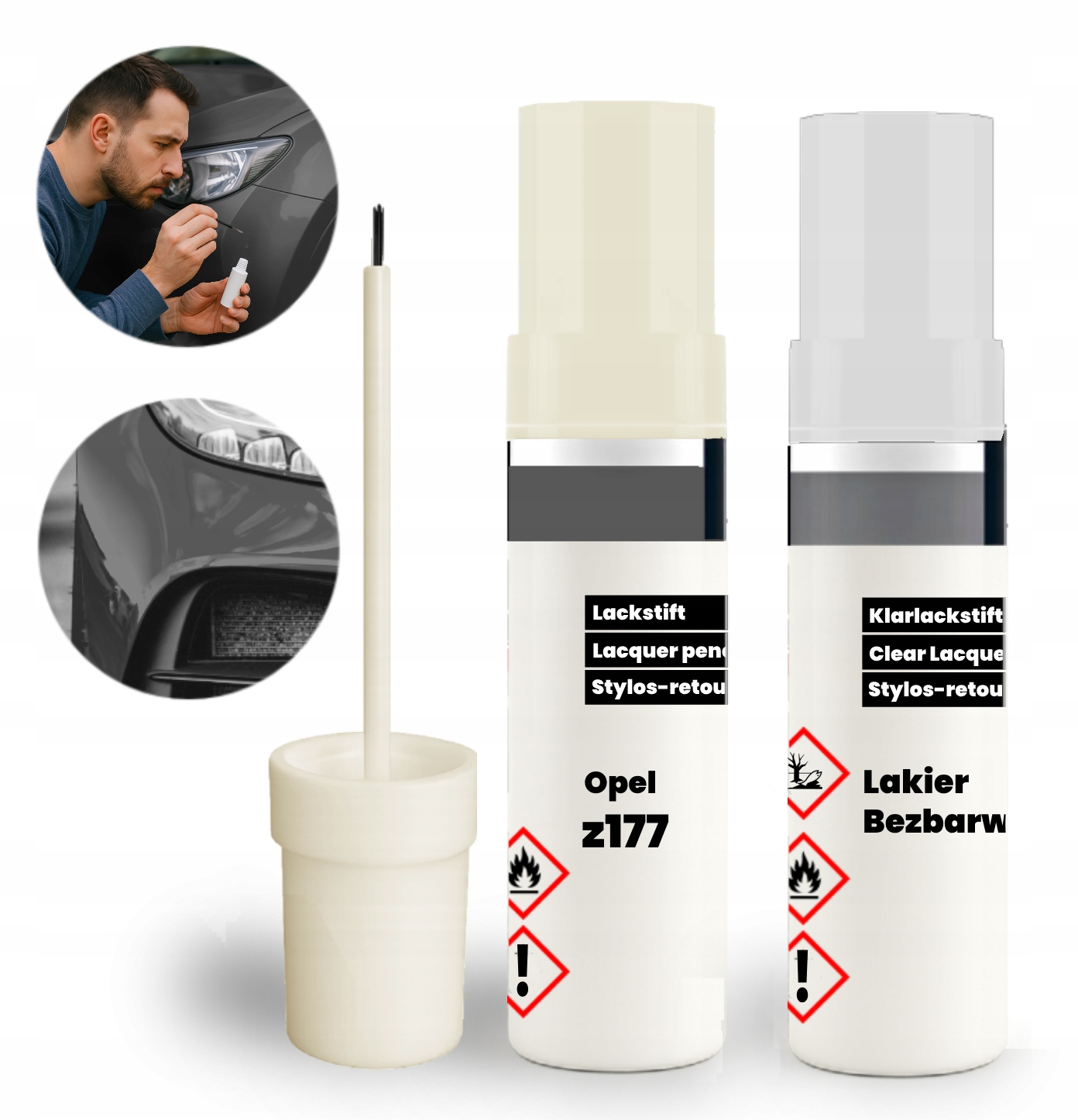 Opel z177 Szary Zestaw Do Naprawy Lakieru Kolor Bezbarwny z Pędzelkiem