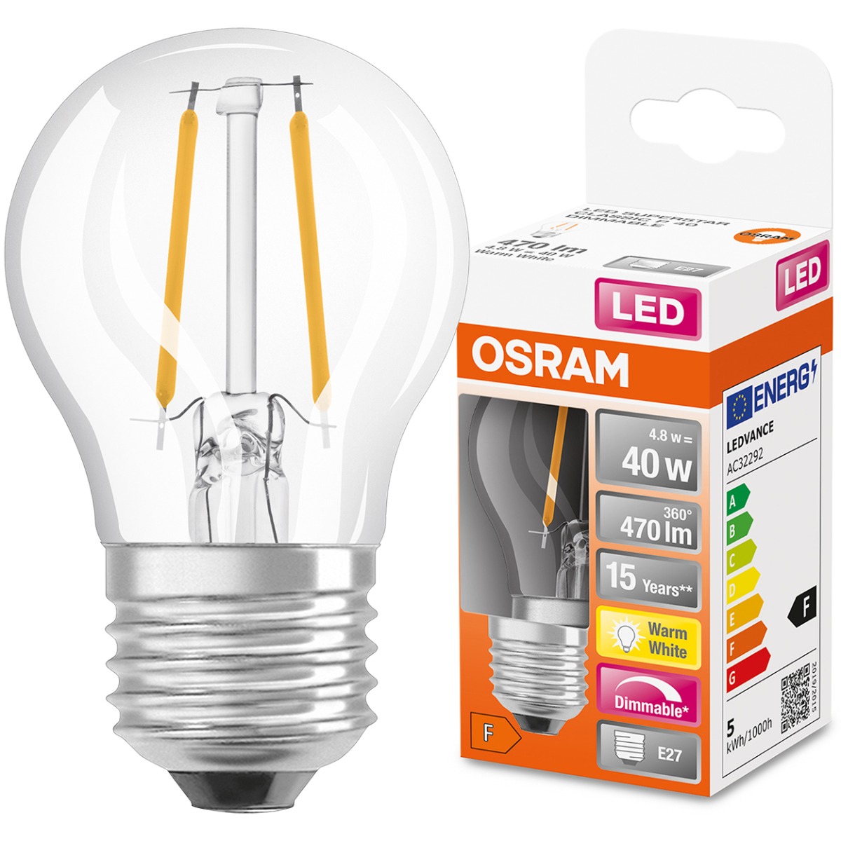 

Żarówka Led E27 4,8W 40W 2700K Ściemnialna Osram