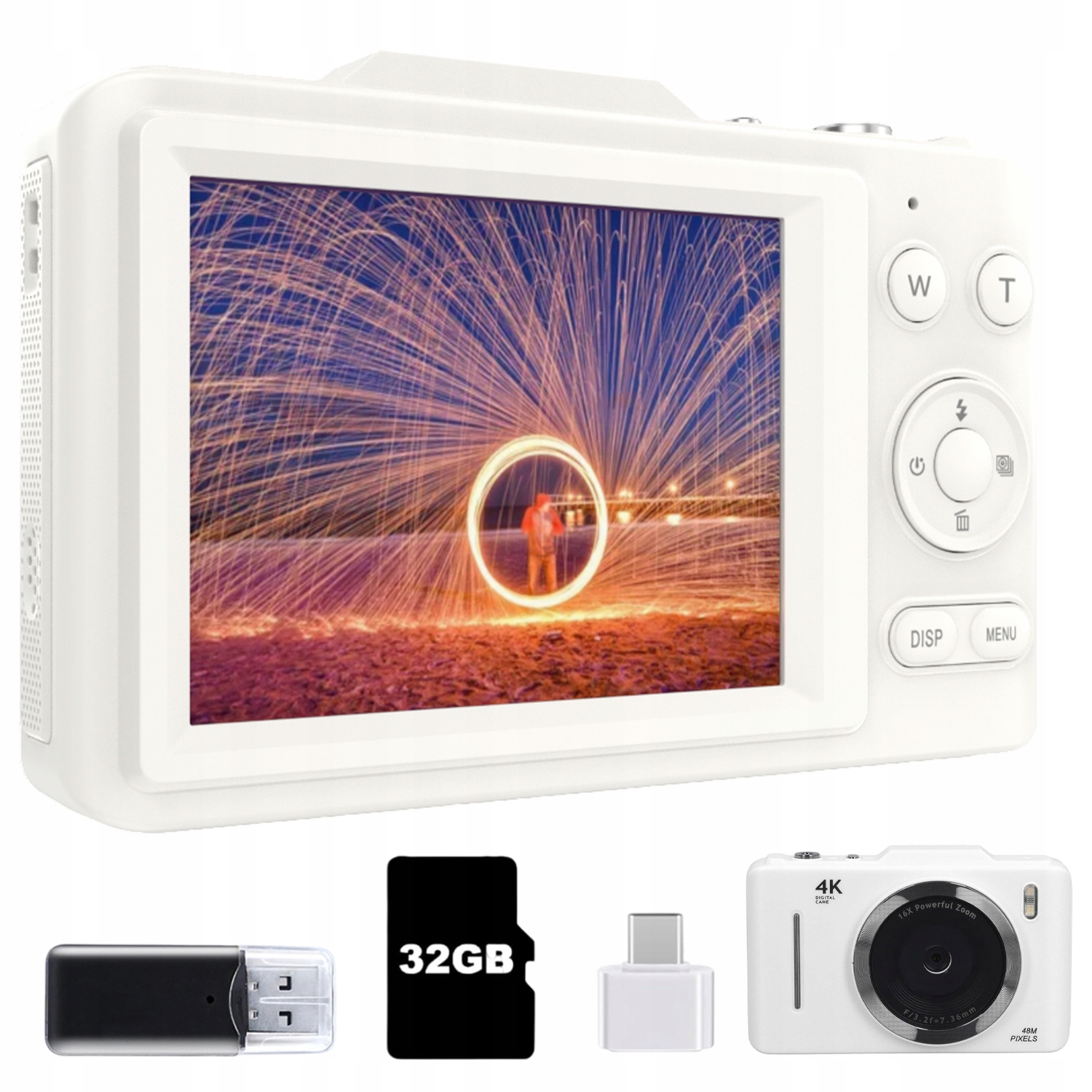 Digitální Fotoaparát Hd Přenosný Fotoaparát 4K 48 Mp S 16X Zoomem Dárky Pro Děti