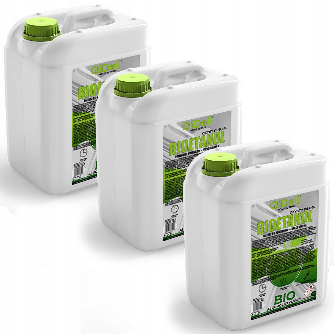 Bioetanol do krbu 3x 10 l s vůní zeleného jablka, biopalivo
