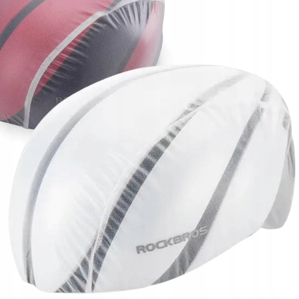 Biały Pokrowiec Przeciwdeszczowy Na Kask Rowerowy Rockbros Szczelny
