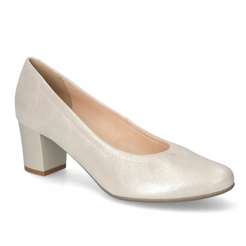 Dámské lodičky na nízkém podpatku Arka Zlaté přírodní kůže