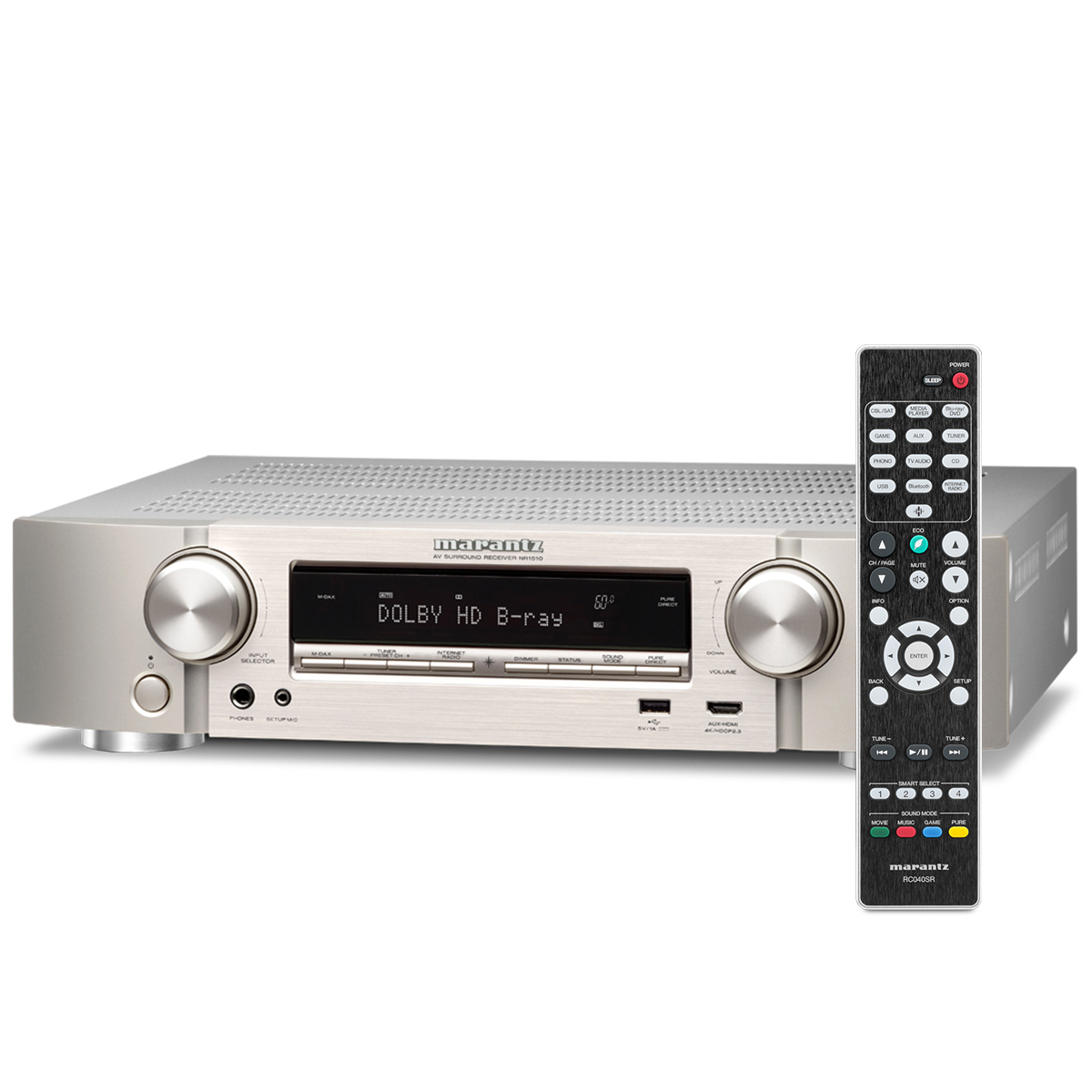 Marantz NR1510 5.2-kanałowy Wi-Fi Bluetooth AirPlay Srebrno-złoty