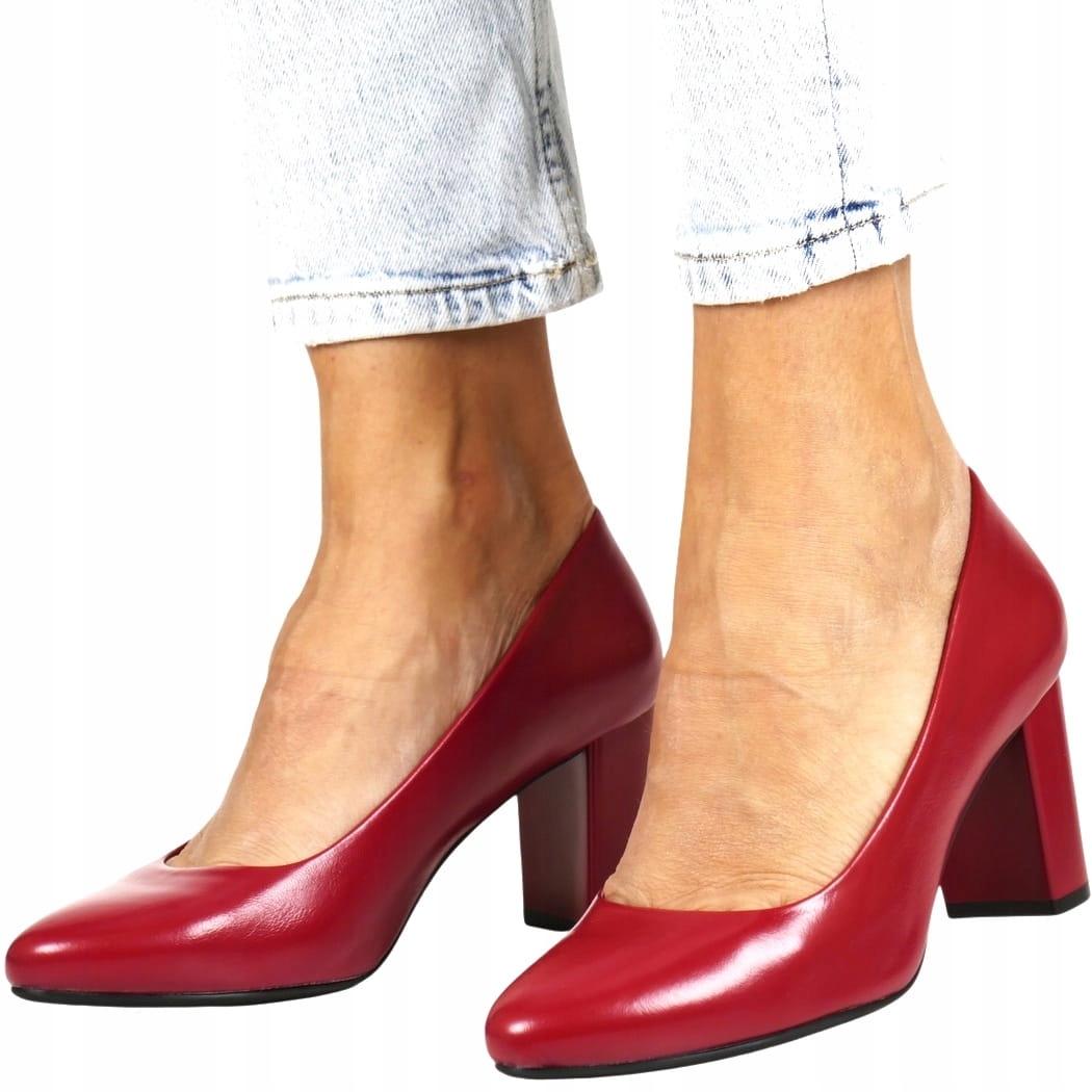 Lodičky Na Podpatku Modré Červené Elegantní Klasické Pohodlné 37