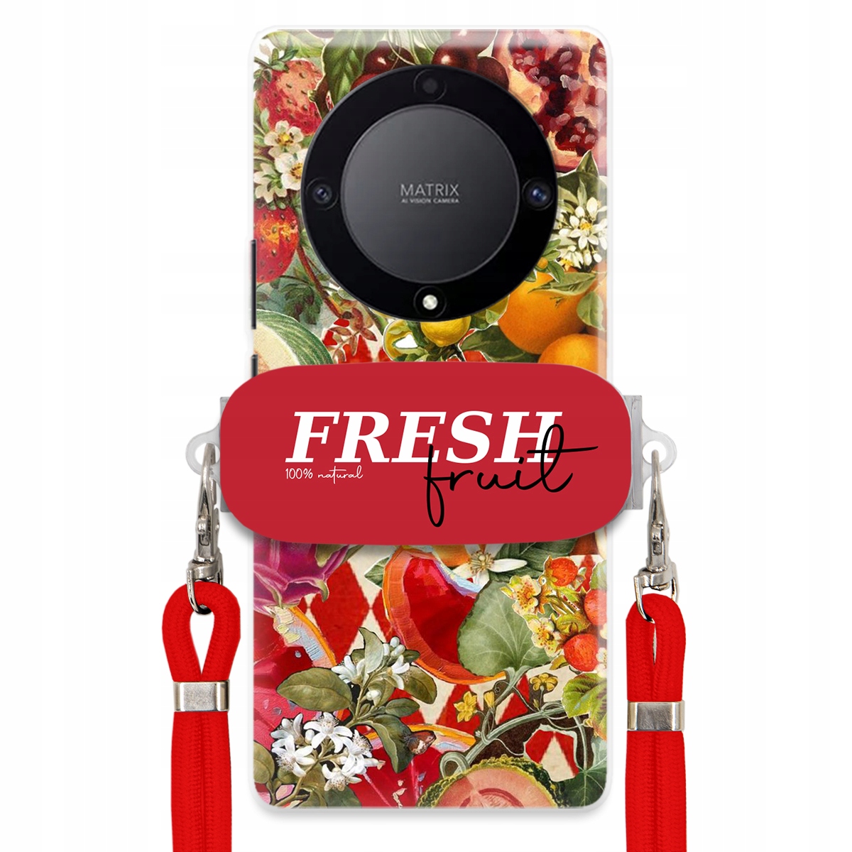 Pouzdro pro Huawei Honor X40 5G Červené Crossbody vodítko Držák Fresh Fruit