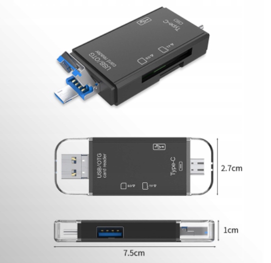 Czytnik Kart 5w1 USB-C USB MicroUSB TF MicroSD SD EAN 5903899256105