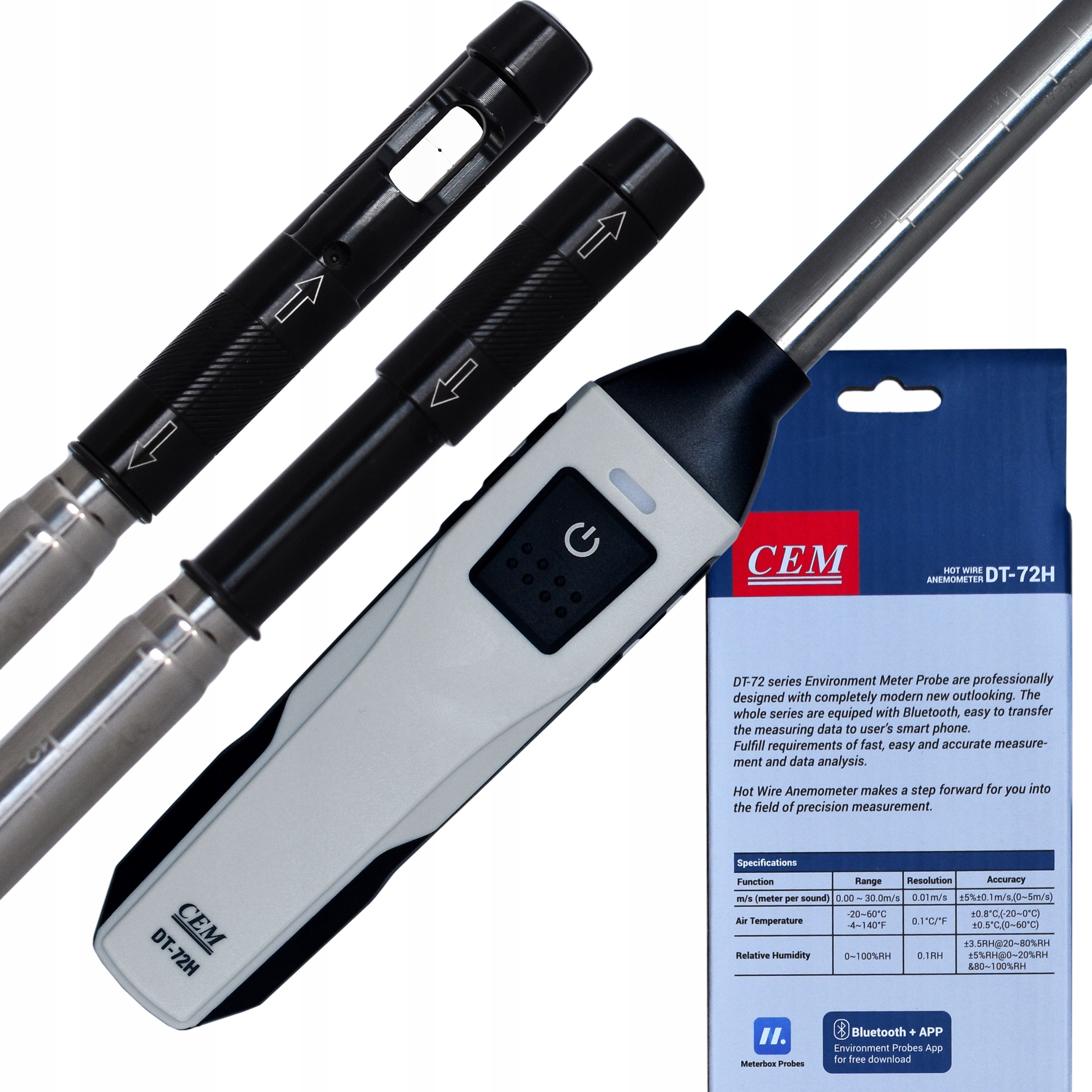 

Termo Anemometr Miernik Wiatru Bluetooth Cem T+rh