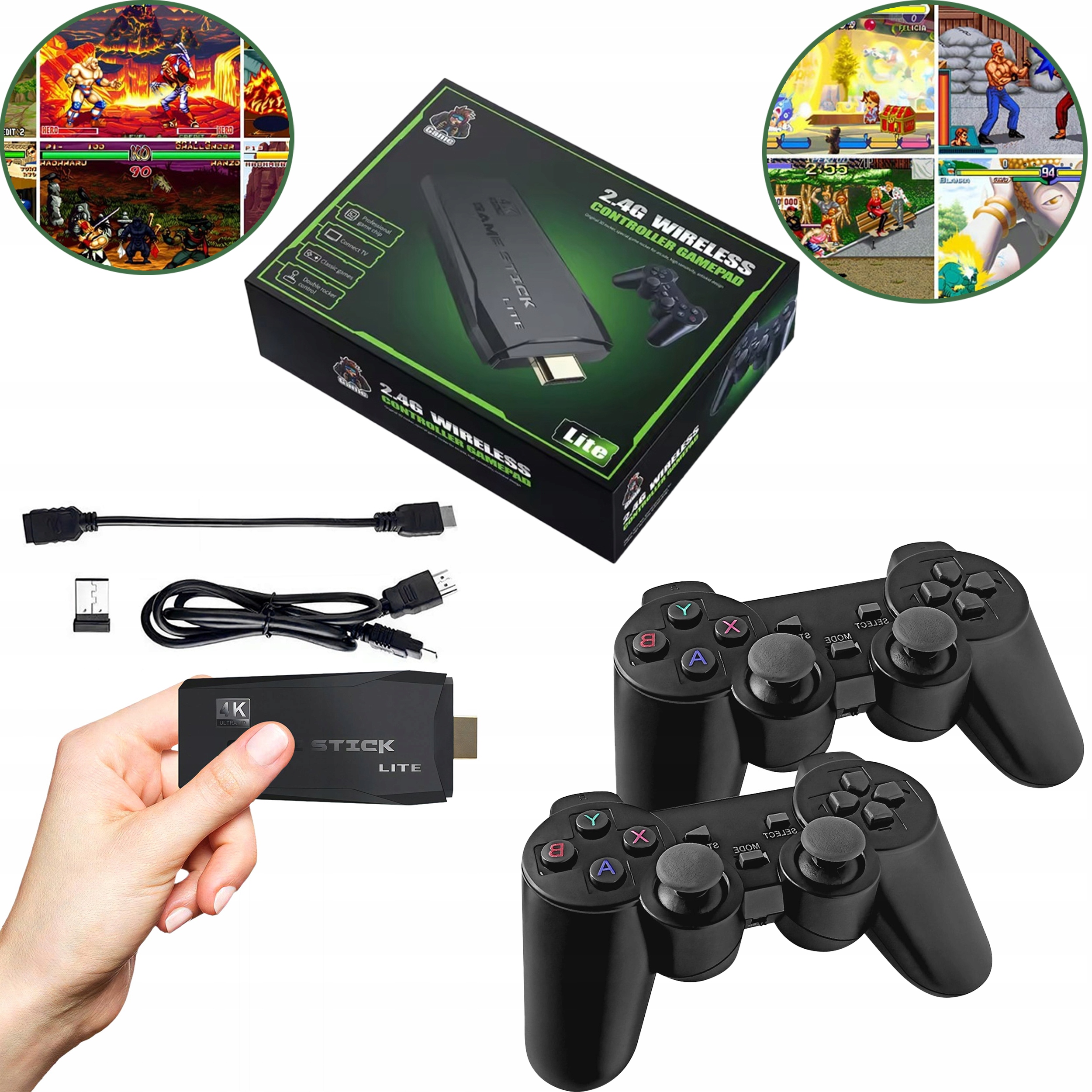 Konsola Gier Retro Tv Hal Star 2 Pady Bezprzewodowe Hdmi 64GB Tv 20K Gier