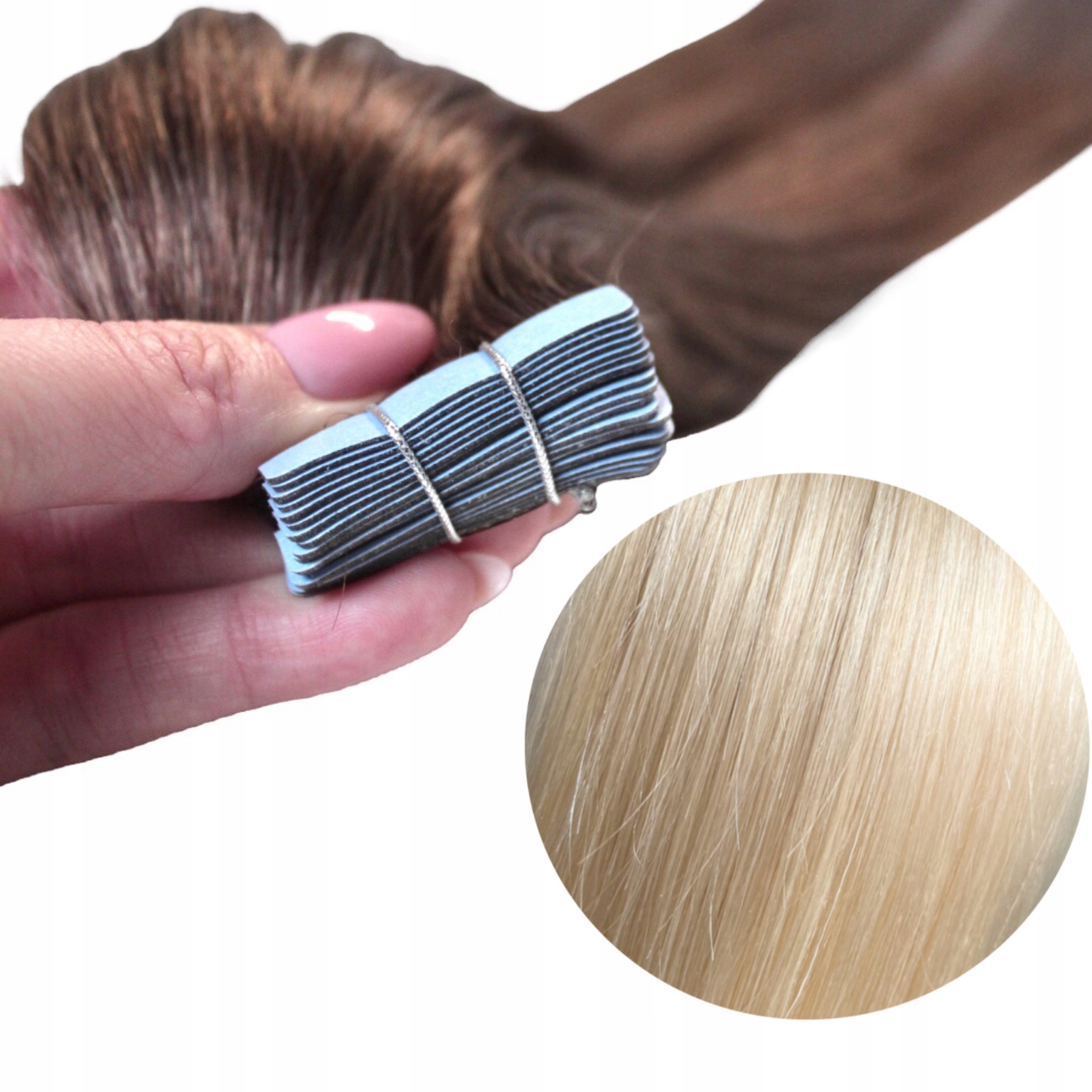 Tape On Přírodní Vlasy Sendviče 50cm 20 Ks #613