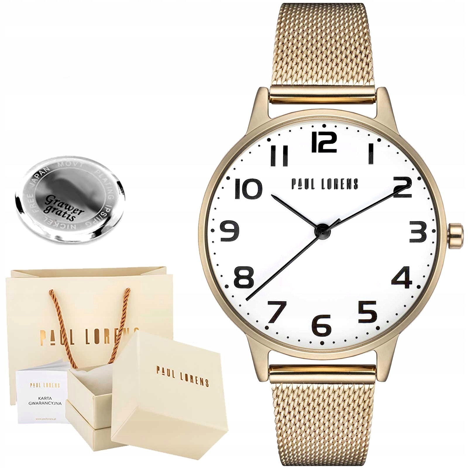 Dámské hodinky Paul Lorens Elnino ciferník s číslicemi Mesh Různé Barvy box Gravírování
