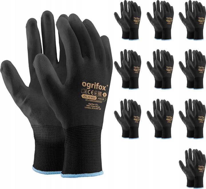 10× Rękawice Ogrifox OX-POLIUR BB rozmiar 10 - XL 1 par