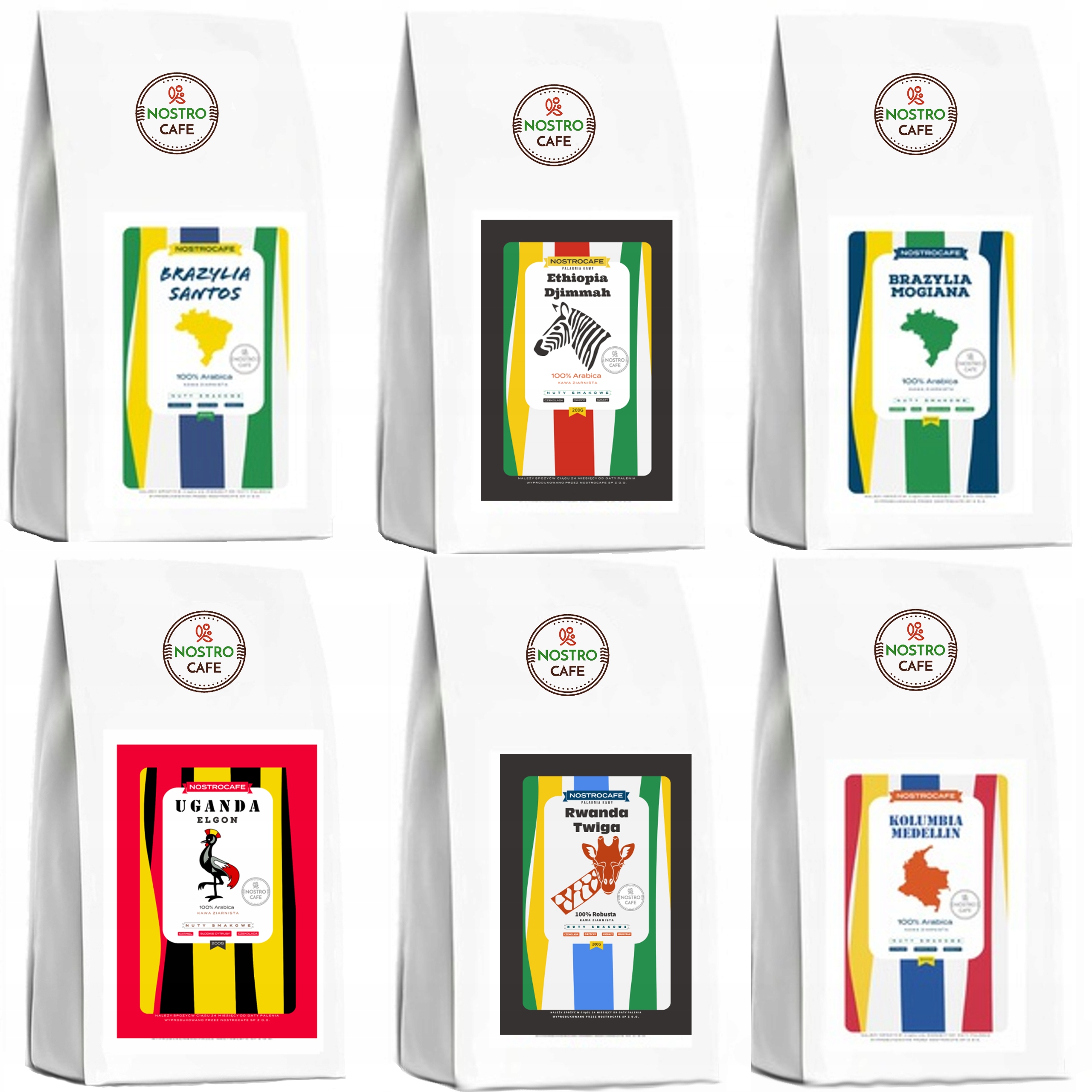 Káva zrnková Čerstvě Pražená sada 6x200g