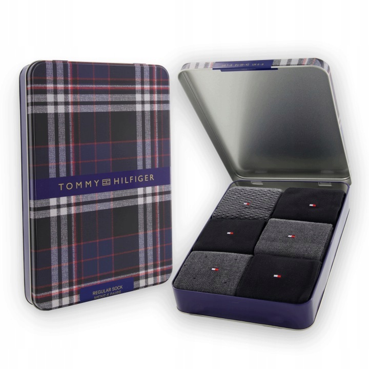 Ponožky Tommy Hilfiger Pánské 6 Párů Giftbox 6 Pak Dárek vel. 43-46 Grey