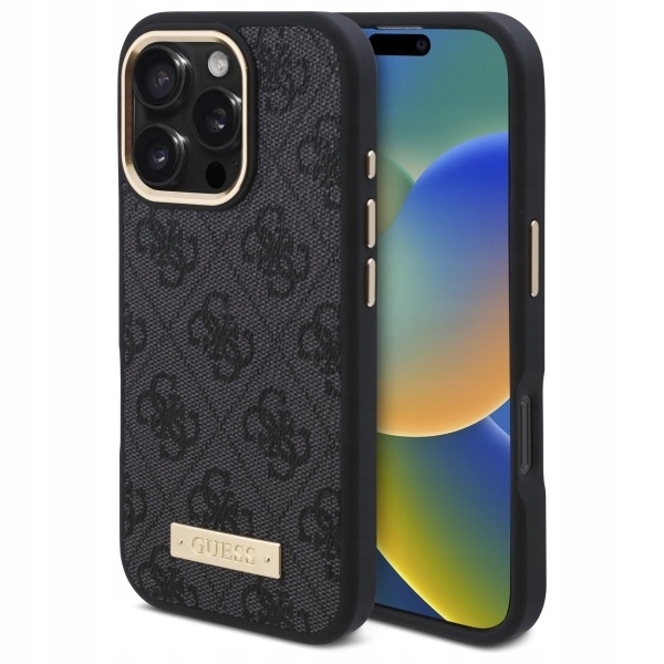 Guess GUHMP16LU4GPRK iPhone 16 Pro 6.3" czarny/black hardcase 4G Logo Plate