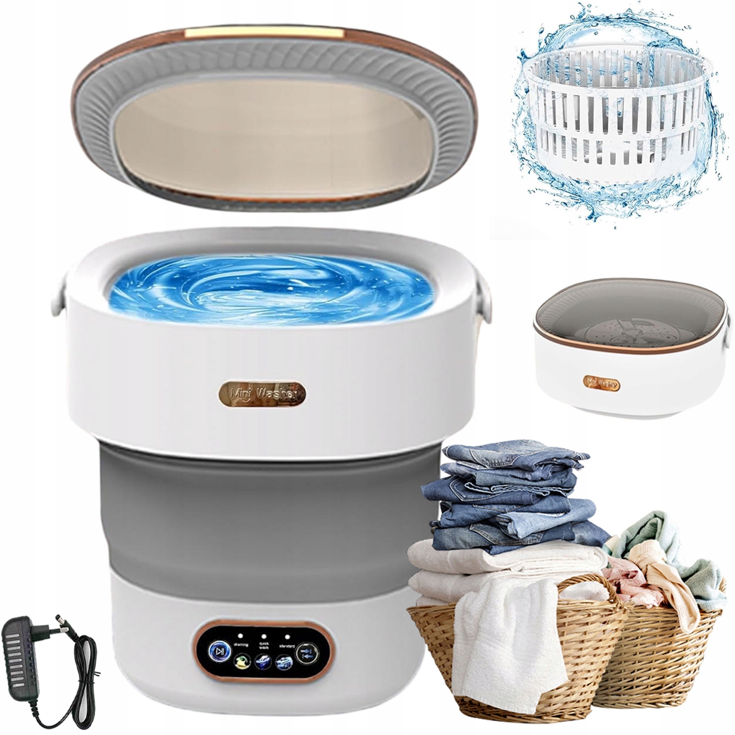 Mini Turistická Pračka Skládací, Přenosná, Výkonná, Automatická Rotační Pračka