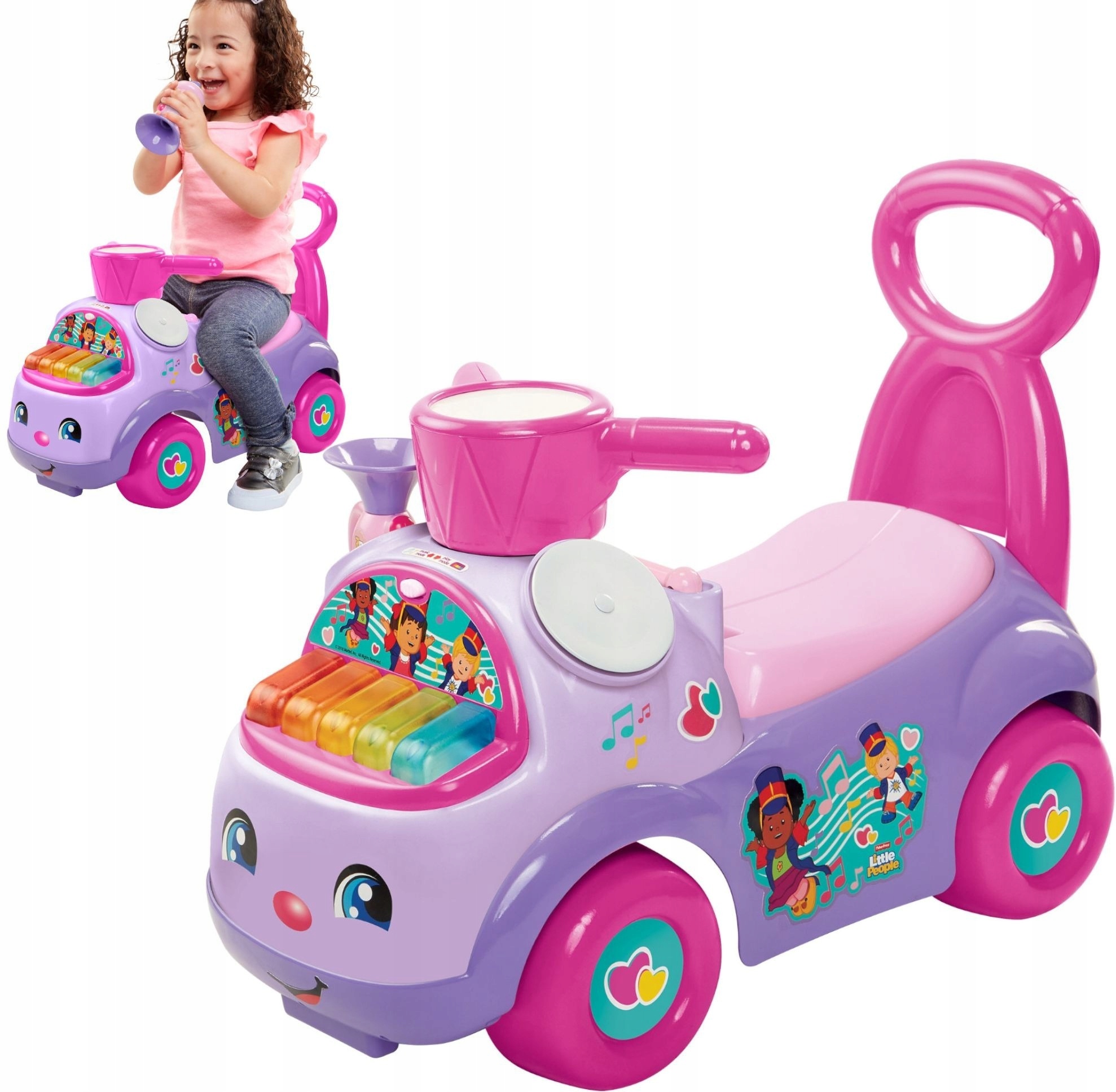 Fisher Jeździk Chodzik 3w1 Muzyczna Parada Różowy