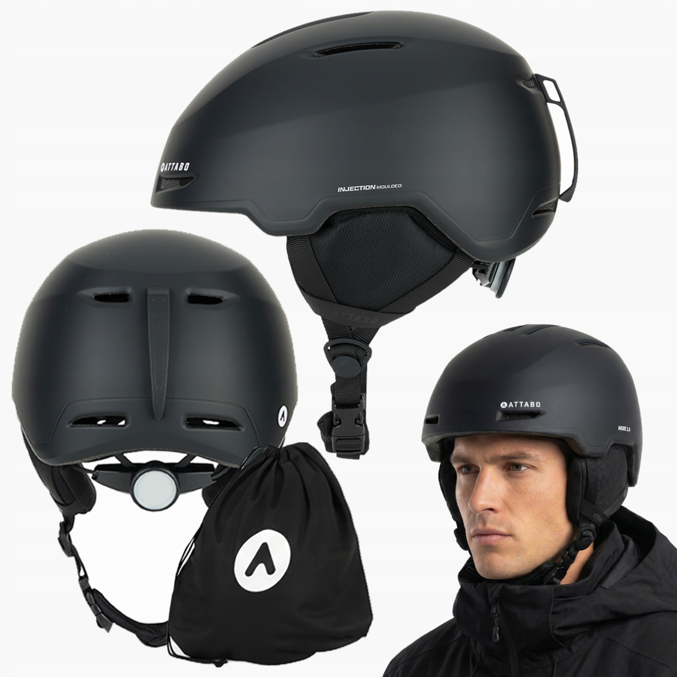 Kask narciarski Attabo Avens 2.0 czarny 55-59 cm Z Wentylacją In-mold